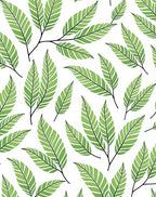 Vibrant Green Leaf Branch Arrangement Rug