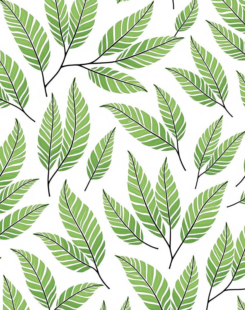 Vibrant Green Leaf Branch Arrangement Rug