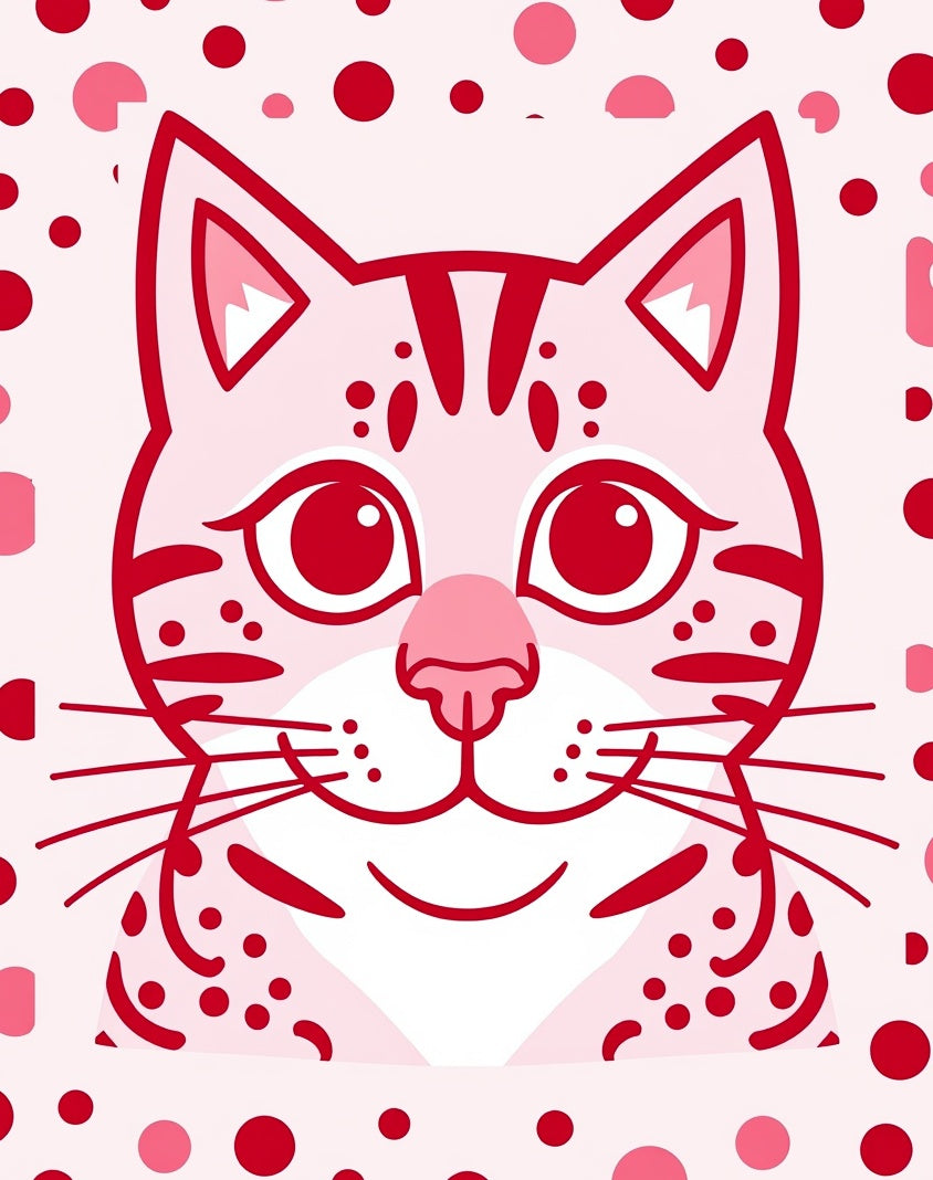 Pink Polka Dot Cat Face Rug