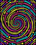 Vibrant Spiral Swirl With Stars Rug