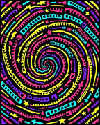 Vibrant Spiral Swirl With Stars Rug