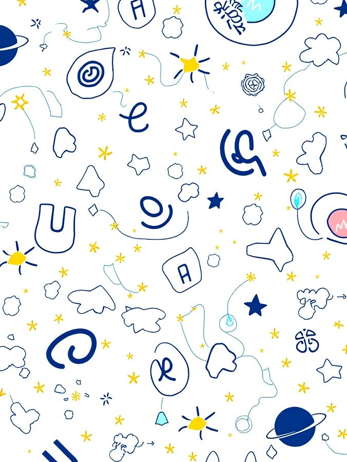 Whimsical Blue Starry Sky Animals Rug
