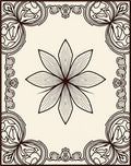Cream and Black Floral Medallion Border Rug