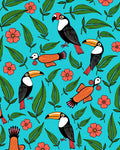 Exotic Toucan And Coral Flower Jungle Rug
