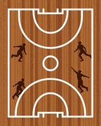 Wooden Court Players Silhouette Rug