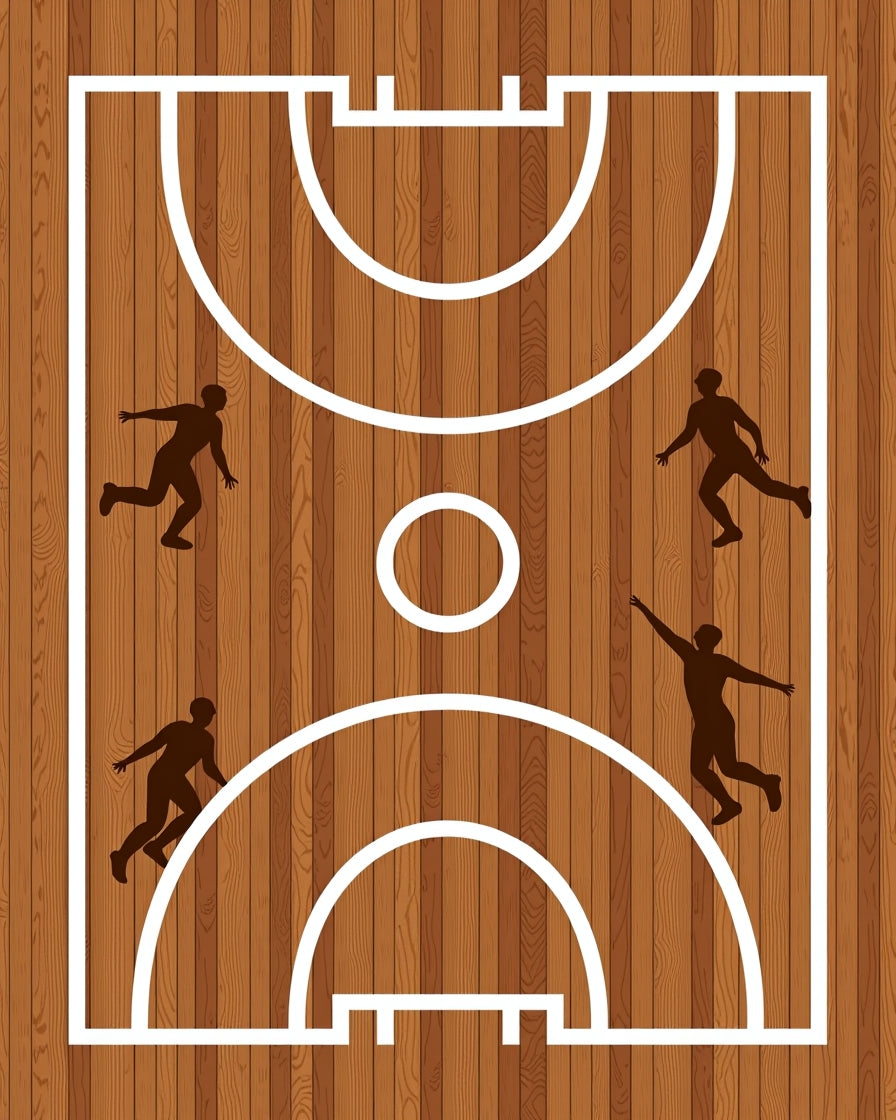 Wooden Court Players Silhouette Rug
