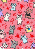 Cute Multicolor Cartoon Cats And Stars Rug