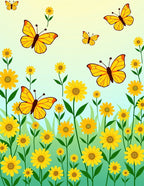 Whimsical Yellow Butterflies Meadow Rug