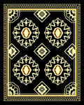 Geometric Sunburst medallion Black gold Rug
