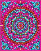 Vibrant Pink Cyan Medallion Stars Rug
