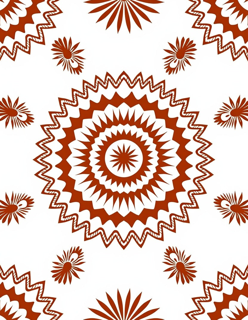 Terracotta Sunburst Medallion Mandala Rug