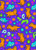 Orange Dinosaur Purple Floral Meadow Rug