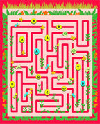 Whimsical Garden Maze Butterflies and Flowers Rug