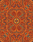 Orange Yellow Blue Swirling Psychedelic Rug