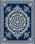 Ornate Navy Mandala Bloom Rug