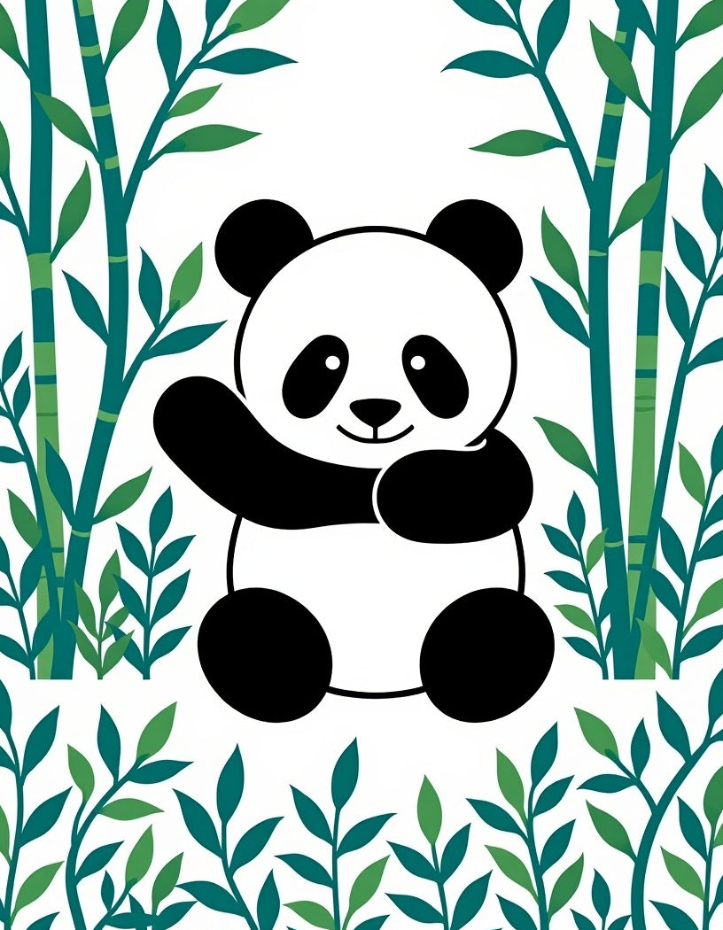 Cute Panda With Green Bamboo Grove Rug