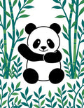 Cute Panda With Green Bamboo Grove Rug