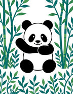Cute Panda With Green Bamboo Grove Rug