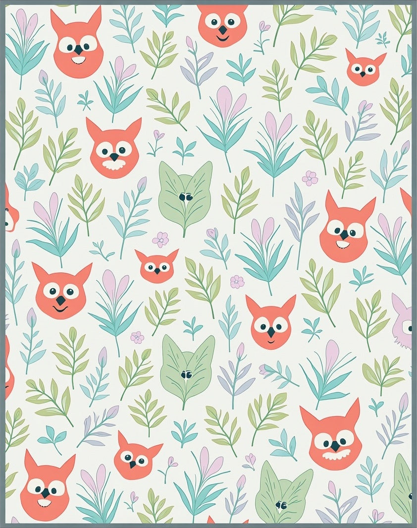 Whimsical Coral Owl Botanical Garden Rug