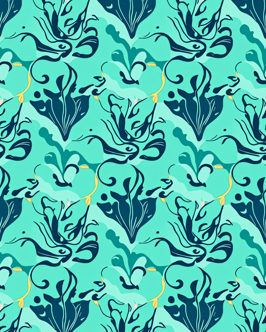 Teal Abstract Organic Flow Rug