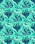 Teal Abstract Organic Flow Rug