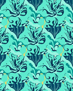 Teal Abstract Organic Flow Rug