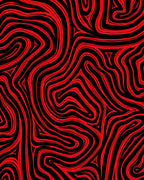 Crimson Black Abstract Swirls Rug