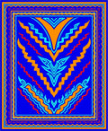 Vibrant Blue Geometric Flame Rug