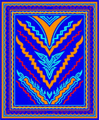 Vibrant Blue Geometric Flame Rug