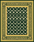 Emerald Green Vintage Floral Border Rug