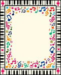 Colorful Music Notes Piano Border Rug