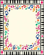 Colorful Music Notes Piano Border Rug