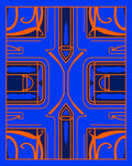 Vibrant Orange Blue Geometric Archway Rug