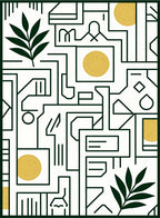 Geometric Leaf Gold Coin Rug