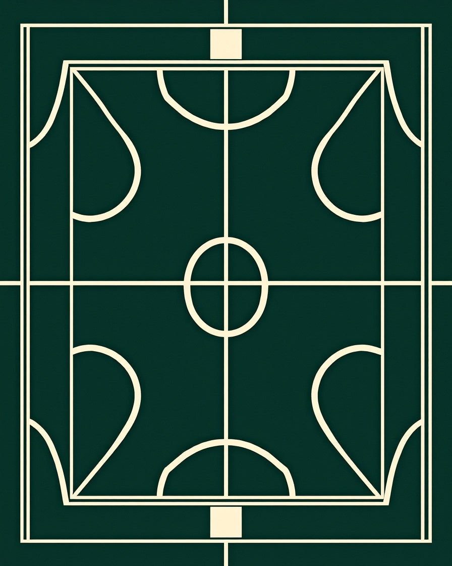 Emerald Green Geometric Arc Rug