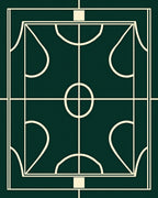 Emerald Green Geometric Arc Rug