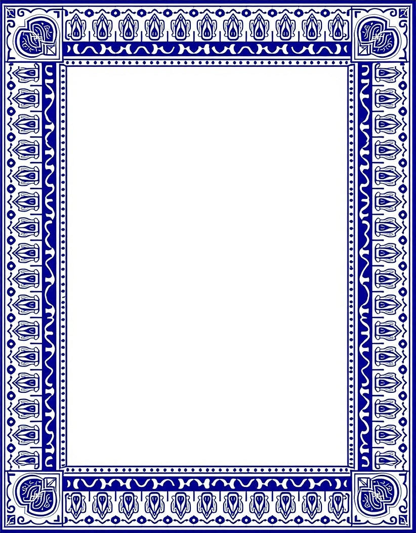 Classic Blue Ivory Ornate Border Rug