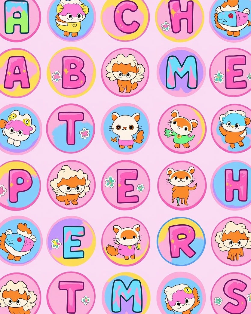 Whimsical Pink Alphabet Animals Medley Rug