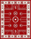 Crimson Ivory Geometric Medallion Abstraction Rug