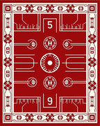 Crimson Ivory Geometric Medallion Abstraction Rug