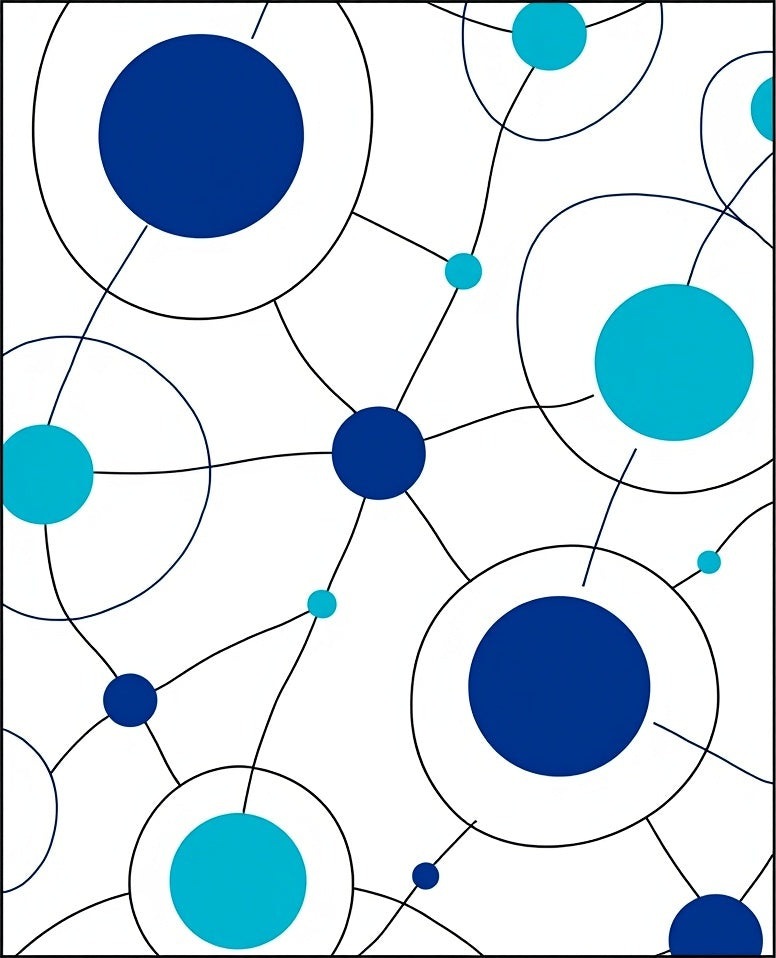 Connected Blue Circles Network Rug