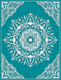 White Teal Mandala Floral Ornament Rug