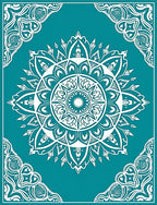 White Teal Mandala Floral Ornament Rug