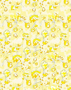 Whimsical Yellow Abstract Flower Clusters Rug