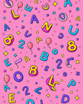 Whimsical Pink Alphabet and Number Playground Rug