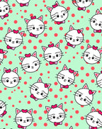 Cute White Kitty Polka Dot Rug