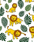 Cheery Yellow Lion Jungle Leaves Rug