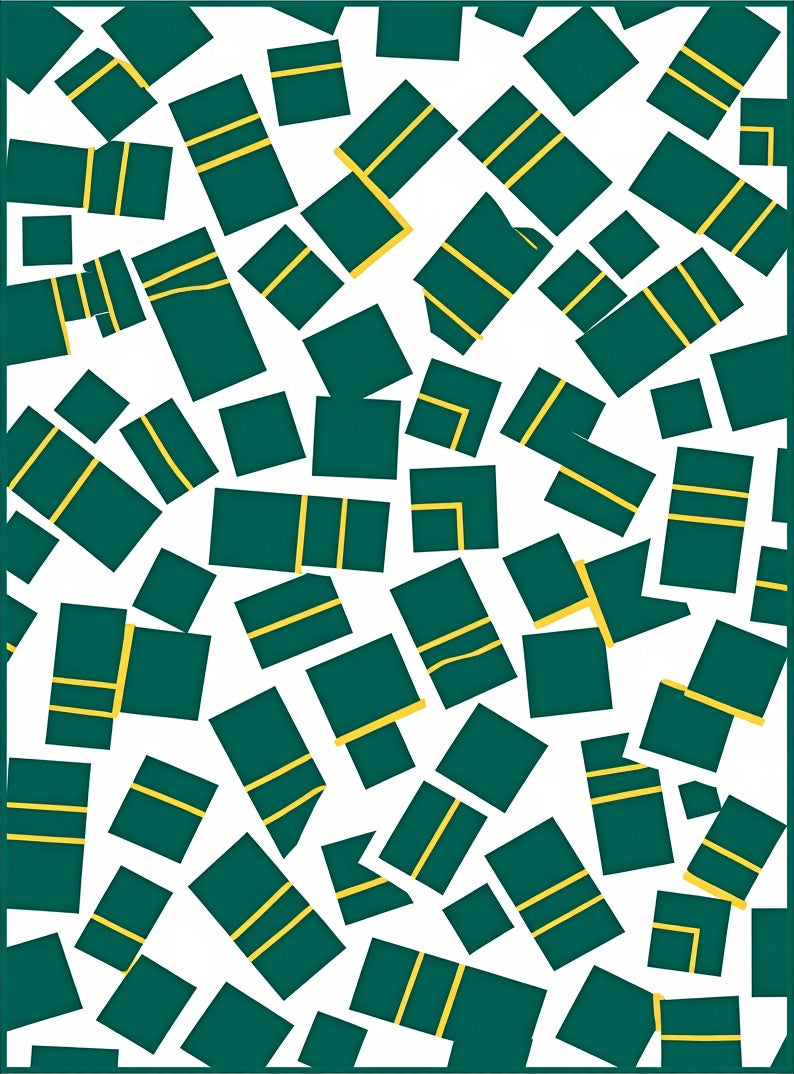 Emerald Yellow Scattered Rectangles Rug