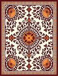Rich Orange Floral Symmetry Rectangle Rug
