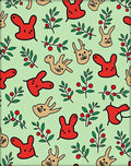 Red Tan Bunny Berry Branches Rug